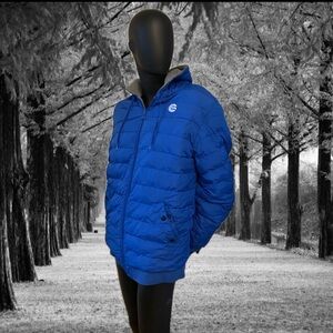Blue & Grey Invertible Puffer Jacket